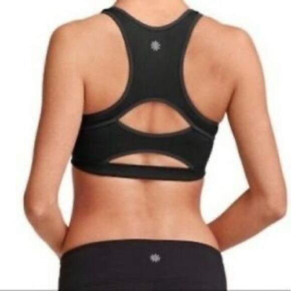 Athleta Double Dare Racerback Sports Bra Black 2XS XXSmall Keyhole Scoop Neck - Picture 9 of 9